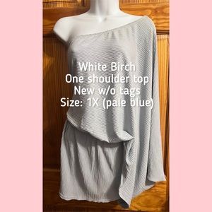 NWOT: White Birch One Shoulder Top (pale bluish-gray)